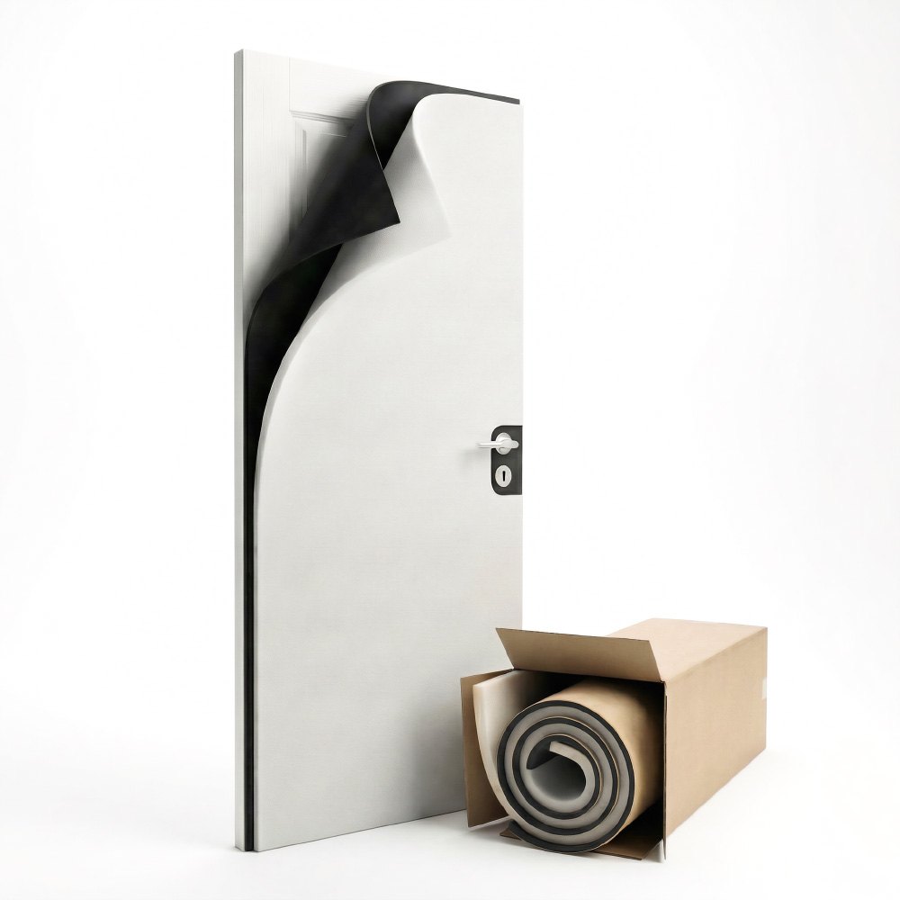 Sada materiálů pro zvukovou izolaci pokojových dveří, 2×2m2, bílá abm-z2-18 Sada materiálů pro zvukovou izolaci pokojových dveří, 2×2m2, bílá abm-z2-18